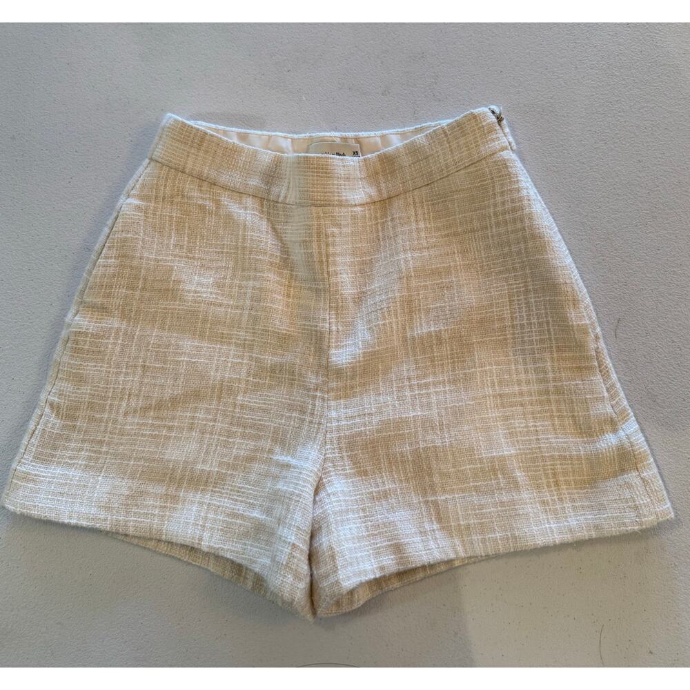 Abercrombie & Fitch Cream Textured High-Rise Shorts